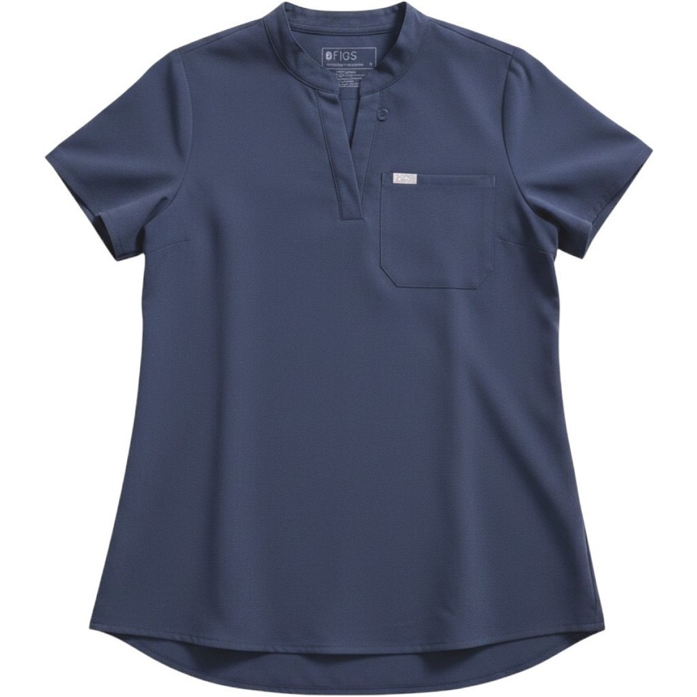 FIGS Scrub Top Labor & Delivery Mandarin Collar Loop PO2366 Space Navy - Medium